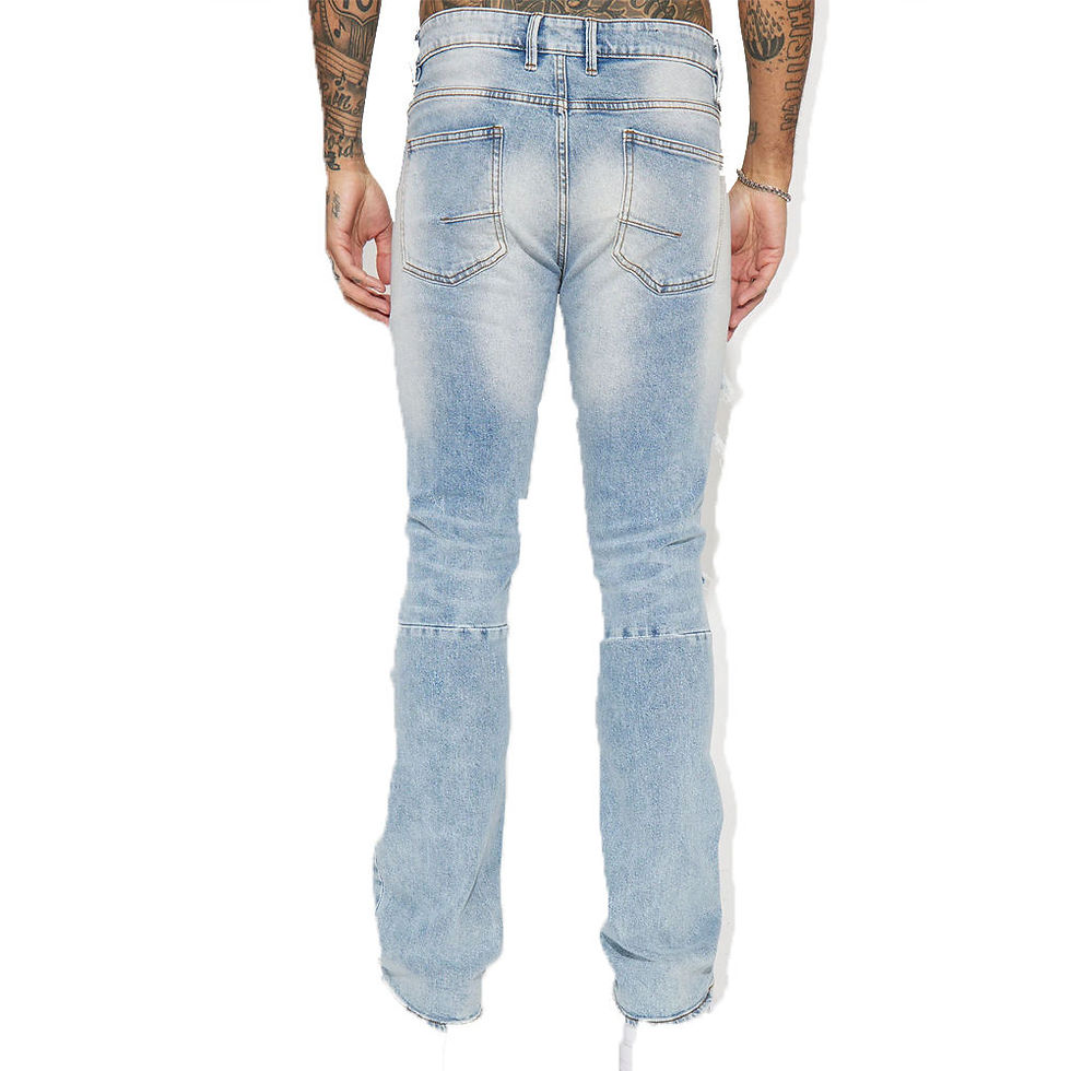 Thumbnail: Men's Eco-Friendly Fleece-Lined Denim Jeans – Breathable, Straight Fit