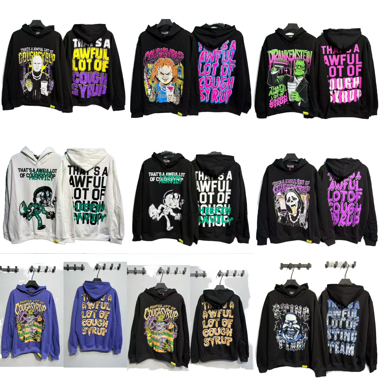 Men's Oversized Heavyweight Cotton Hoodie – "Awful Lot of Cough Syrup" Print