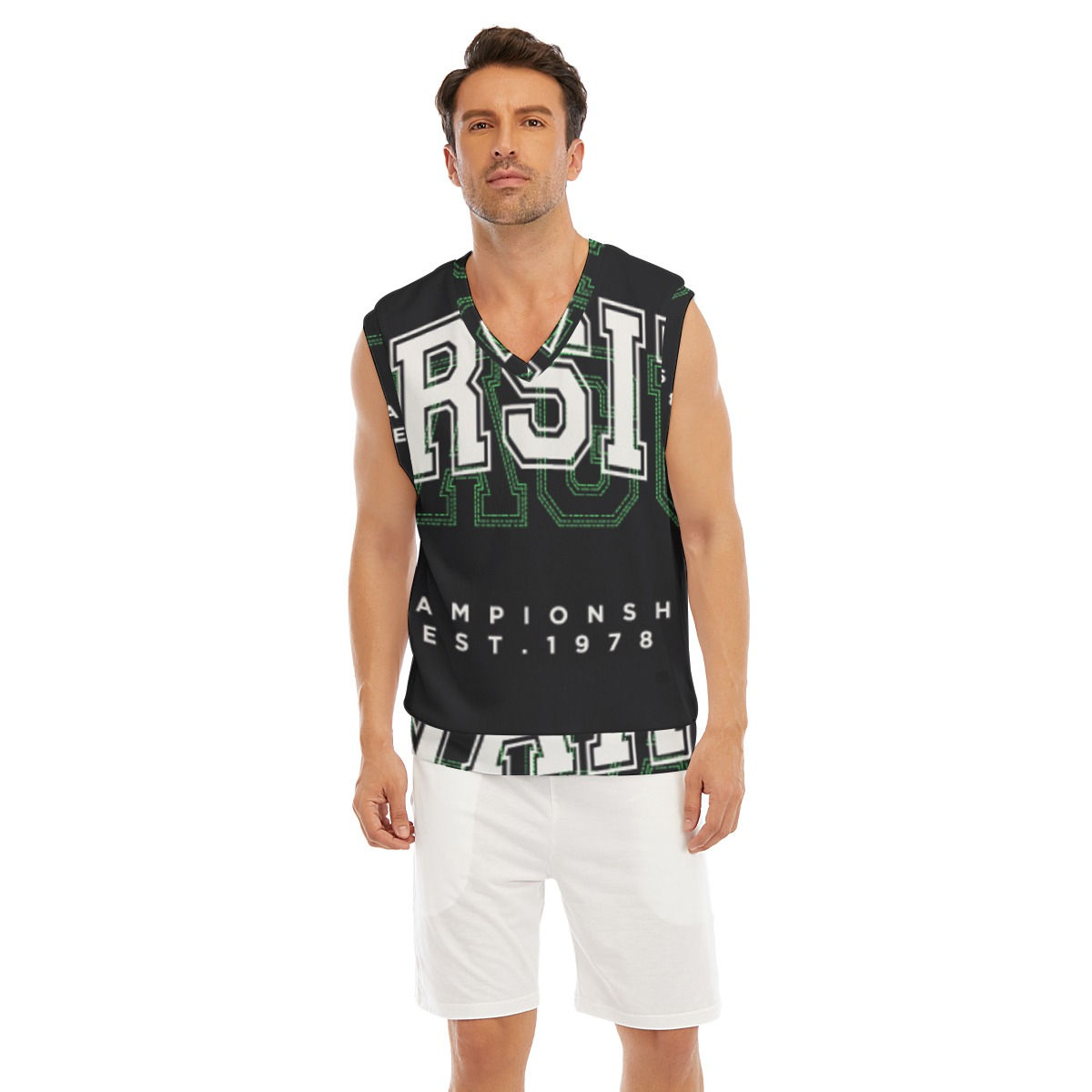 Freshdrop All-Over Print Men's Imitation Knitted V-neck Vest