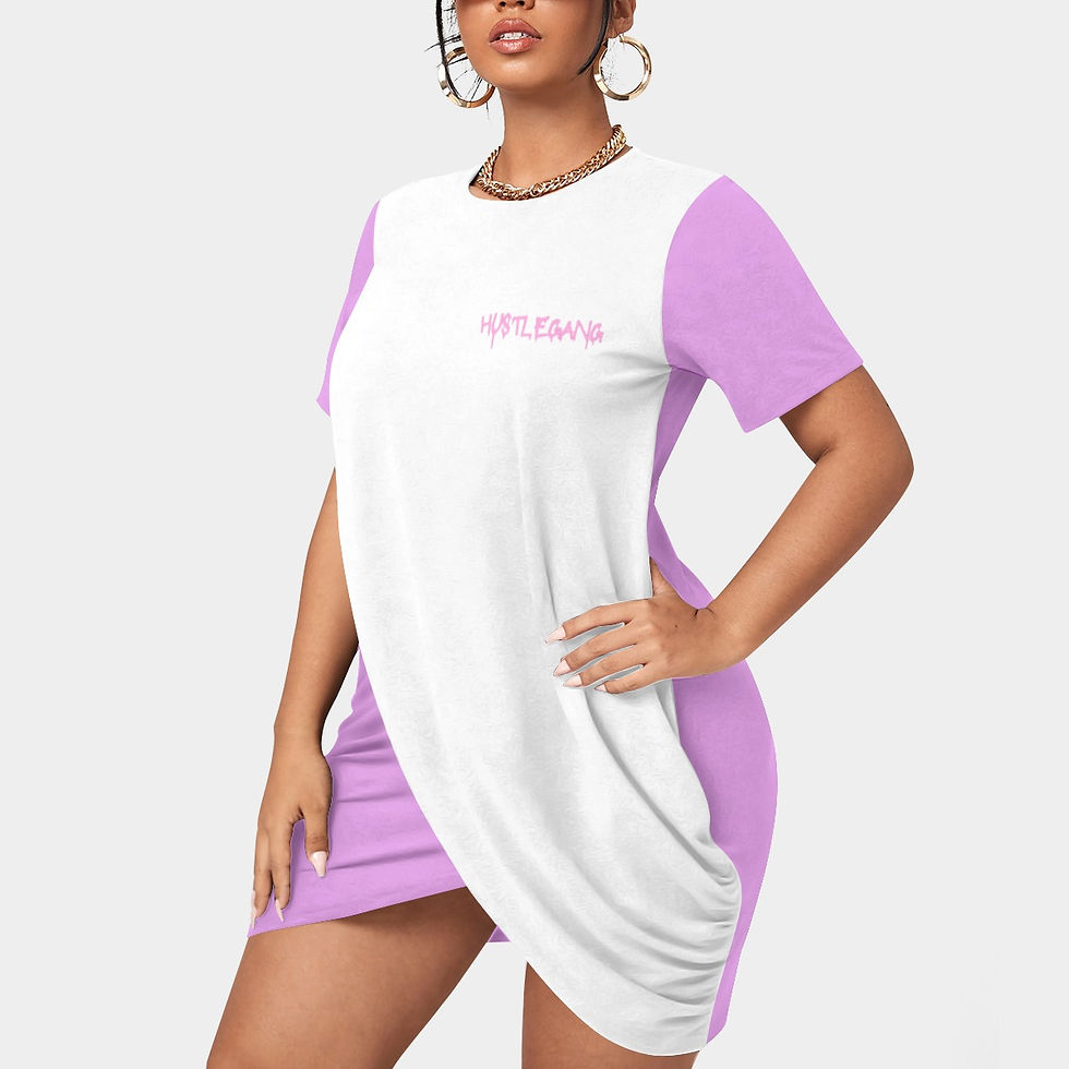 Thumbnail: Fresdrop All-Over Print Women’s Stacked Hem Dress With Short Sleeve（Plus Size）