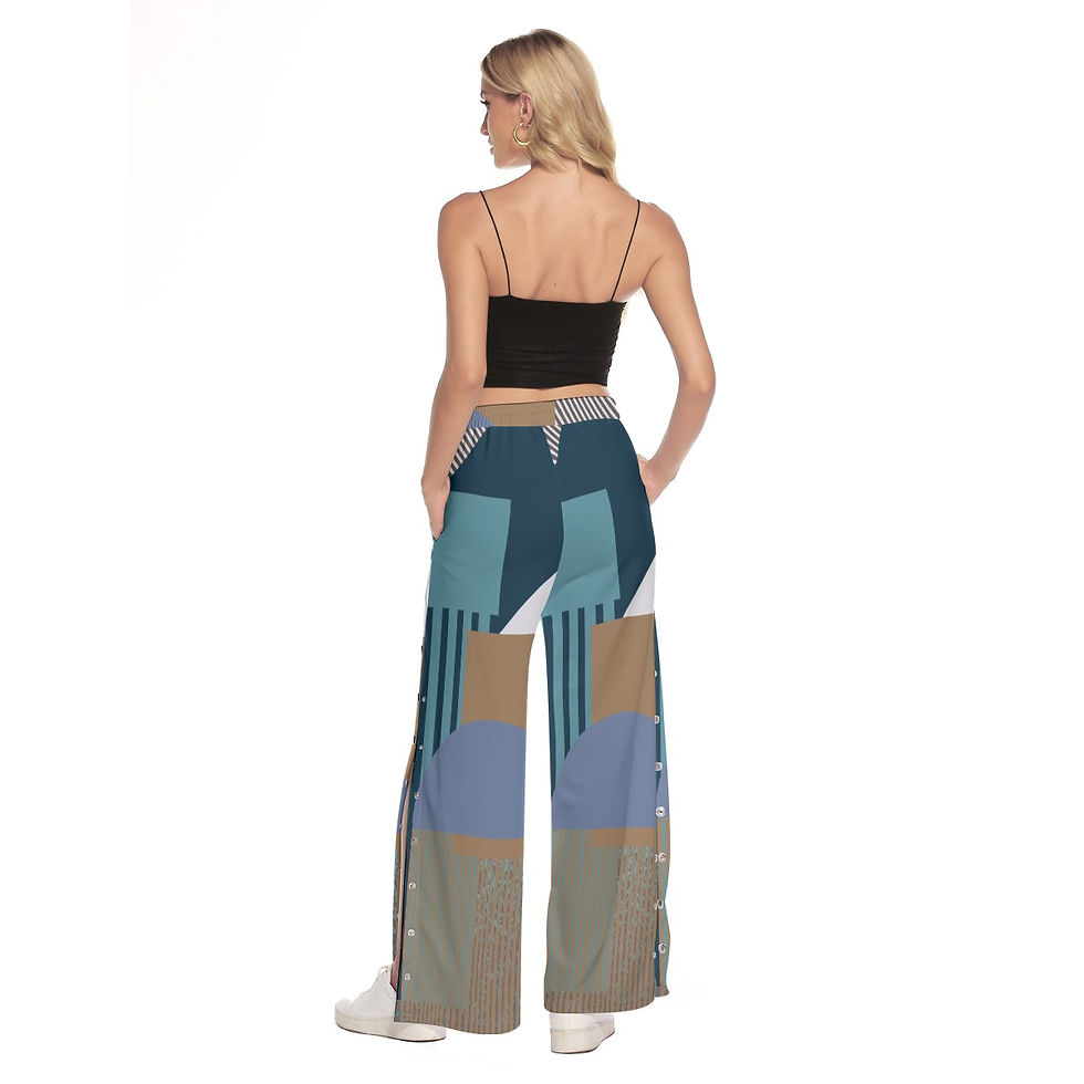 Thumbnail: Freshdrop All-Over Print Women's Side Slit Snap Button Trousers