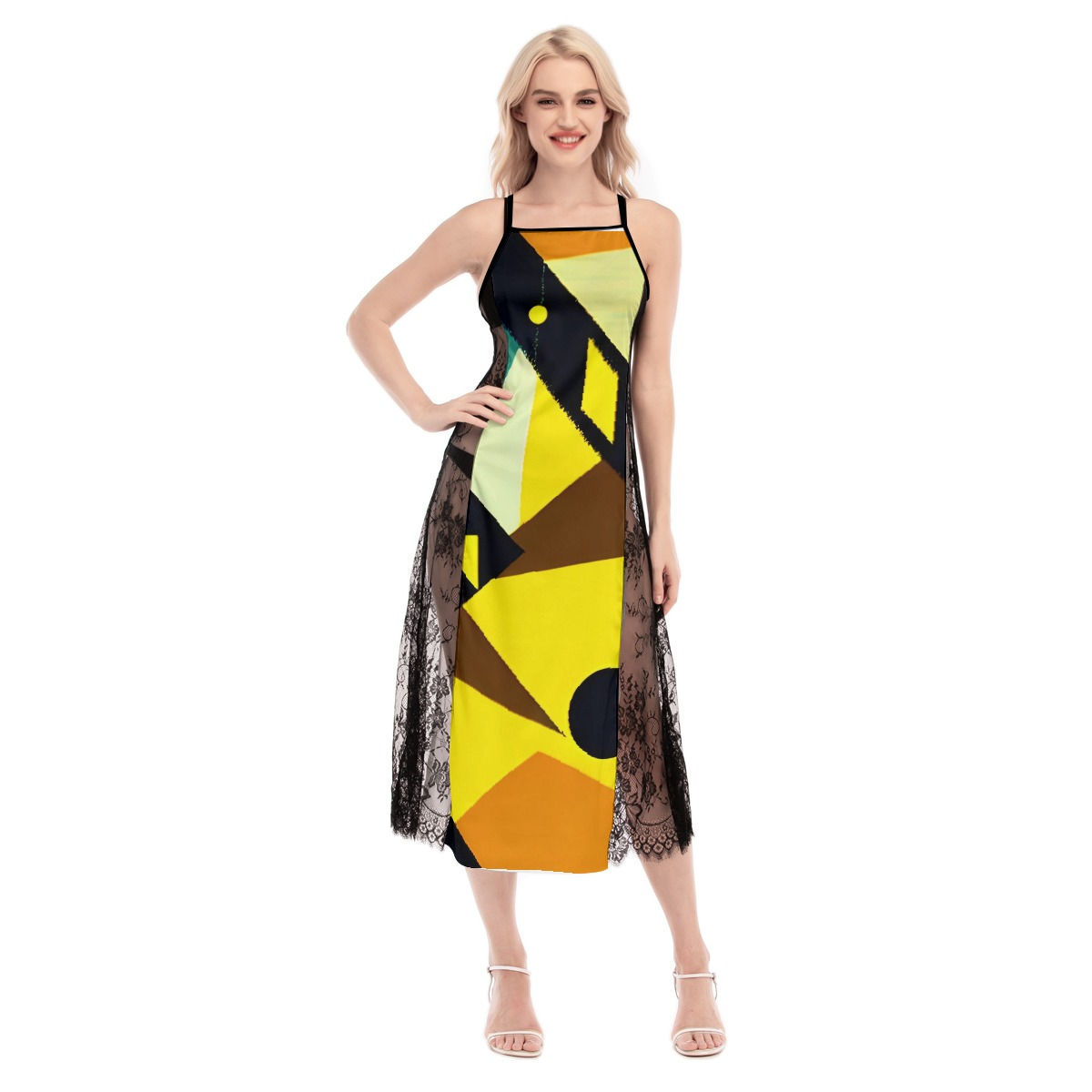 FreshDrop All-Over Print Women's Lace Cami Cross Back Dress