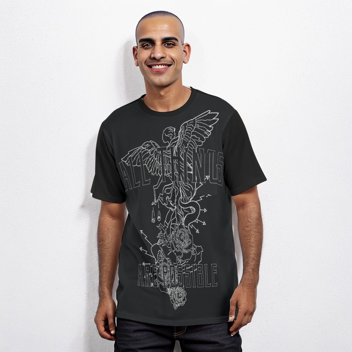 Smile All-Over Print Men's Short Sleeve T-shirt With Chest Pocket
