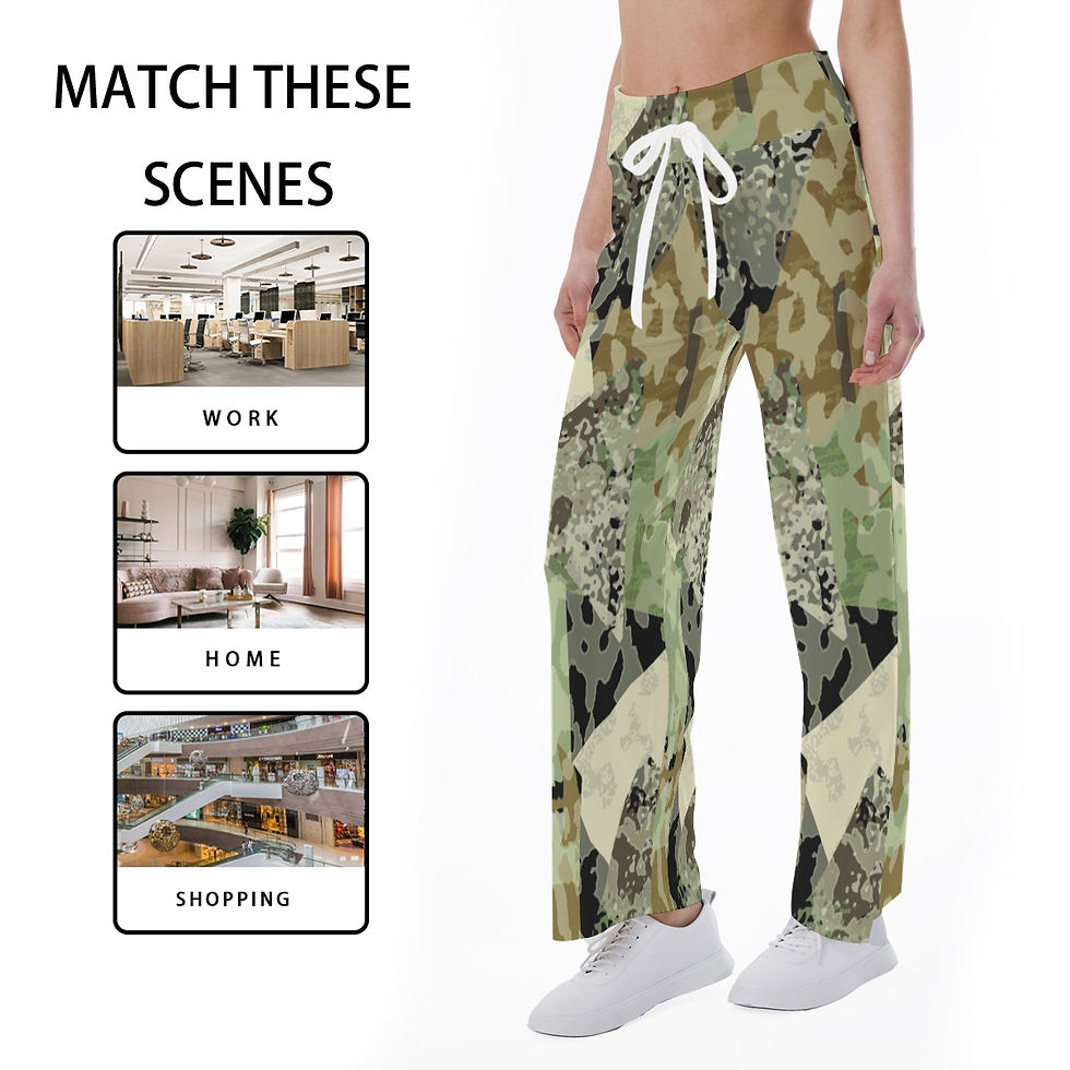 Thumbnail: camo All-Over Print Women's High-waisted Straight-leg Trousers