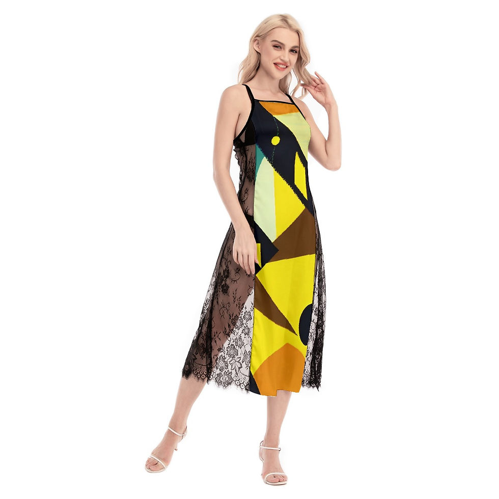Thumbnail: FreshDrop All-Over Print Women's Lace Cami Cross Back Dress