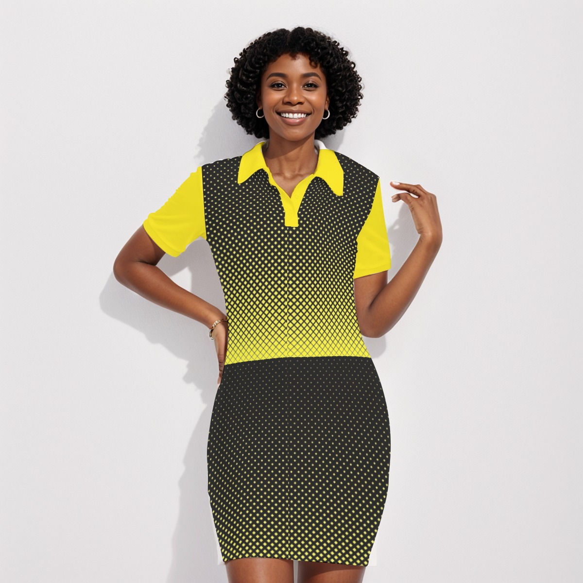All-Over Print Women's Polo Collar Dress