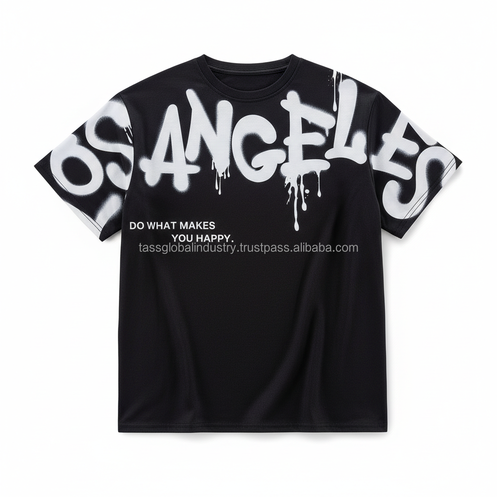 Oversized White Graffiti Tee | 'LOS ANGELES' Dripping Print | 100% Cotton Street