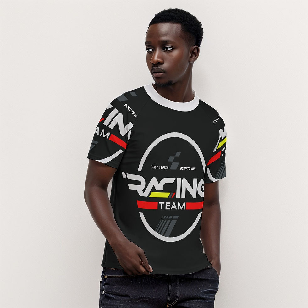 Thumbnail: Racing Team All-Over Print Men's Tight Surf Clothing With Half Sleeves