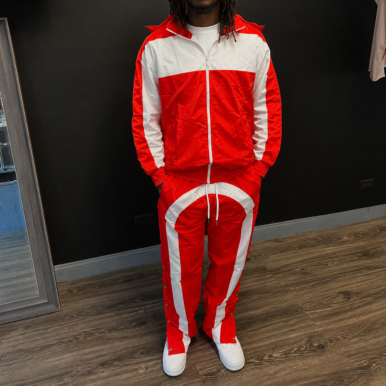 Men's Color Block Nylon Tracksuit | Streetwear Windbreaker & Snap Pants Set