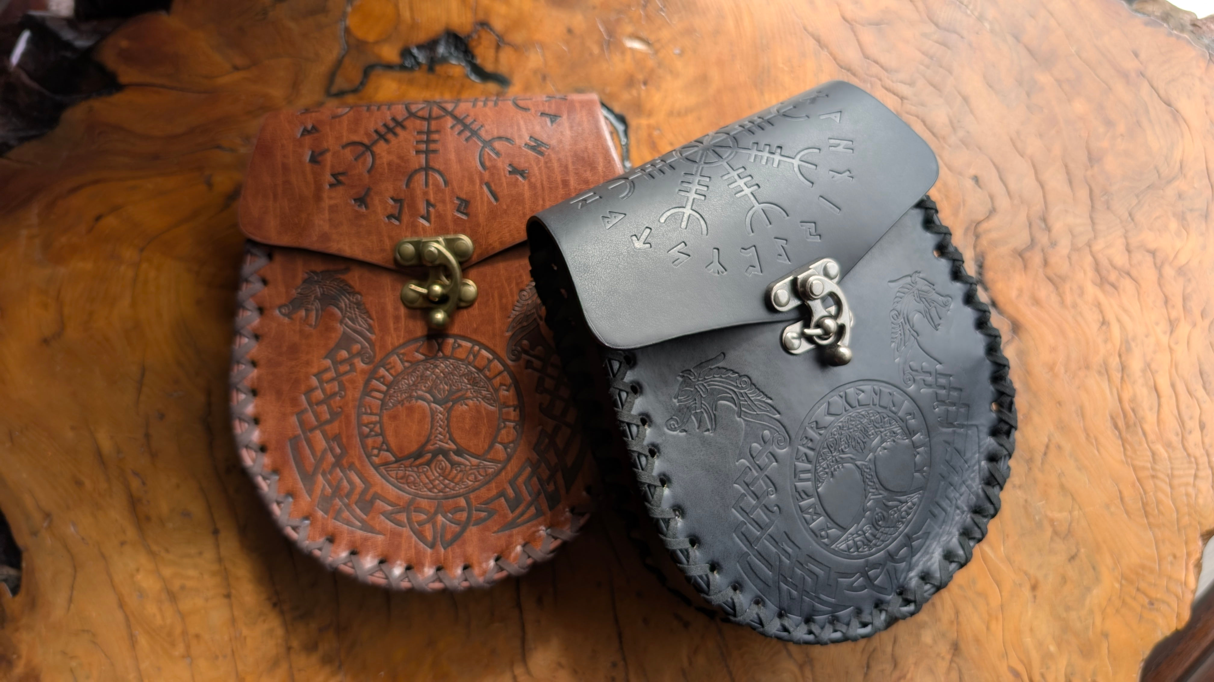 Viking PU Leather Belt Bag Vegvisir