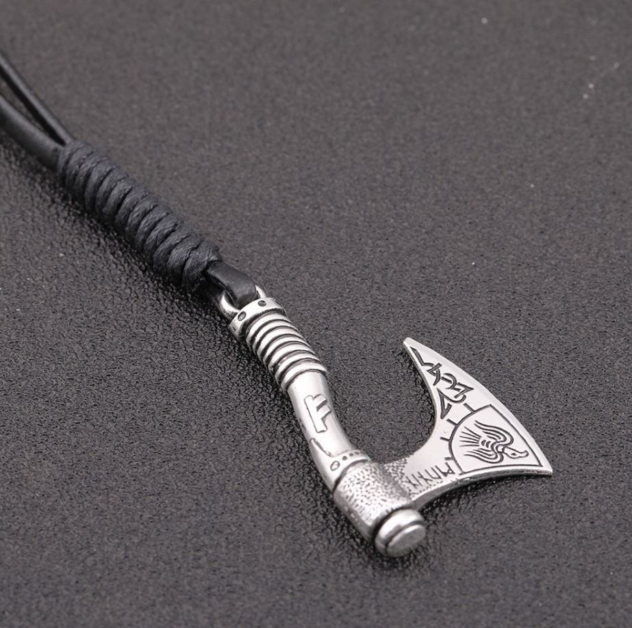 Thumbnail: Viking Perun's Axe Charm Anchor Leather Bracelet