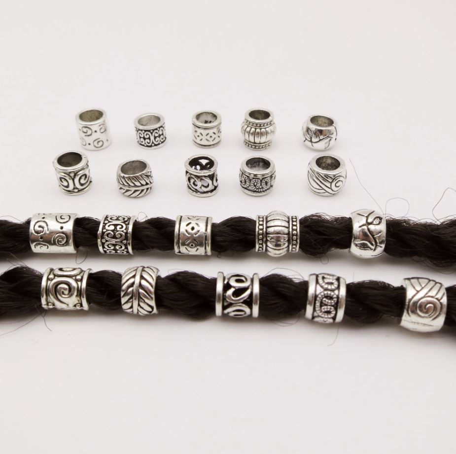 Thumbnail: Viking Beard Beads Dreadlock Hair Ring 6 or 7 pcs mix