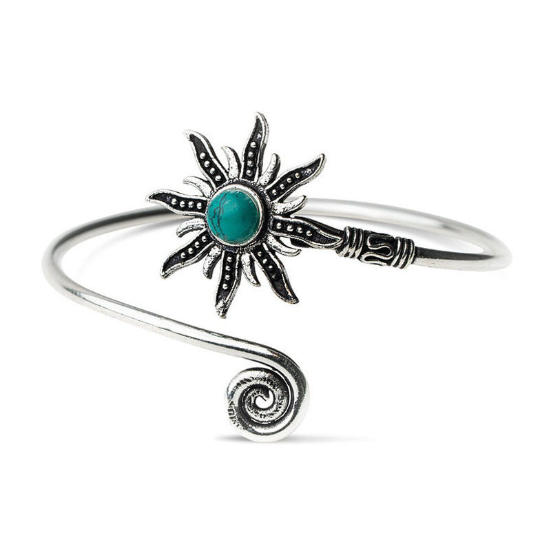 Thumbnail: Ethnic Sun Spiral Open Bracelet