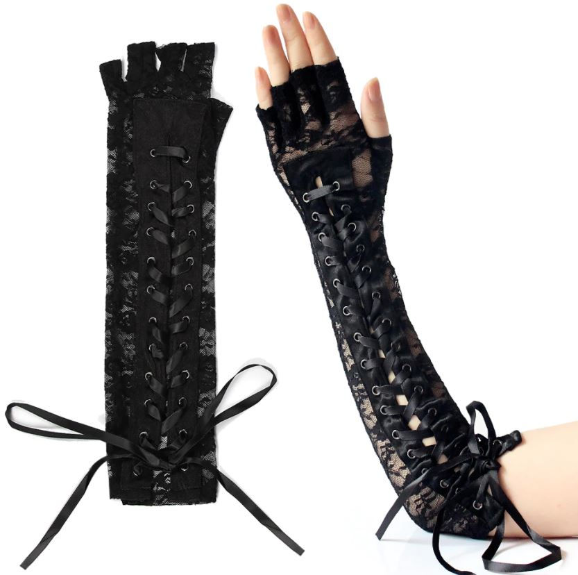 Thumbnail: Goth Arm Warmer Fingerless Gloves