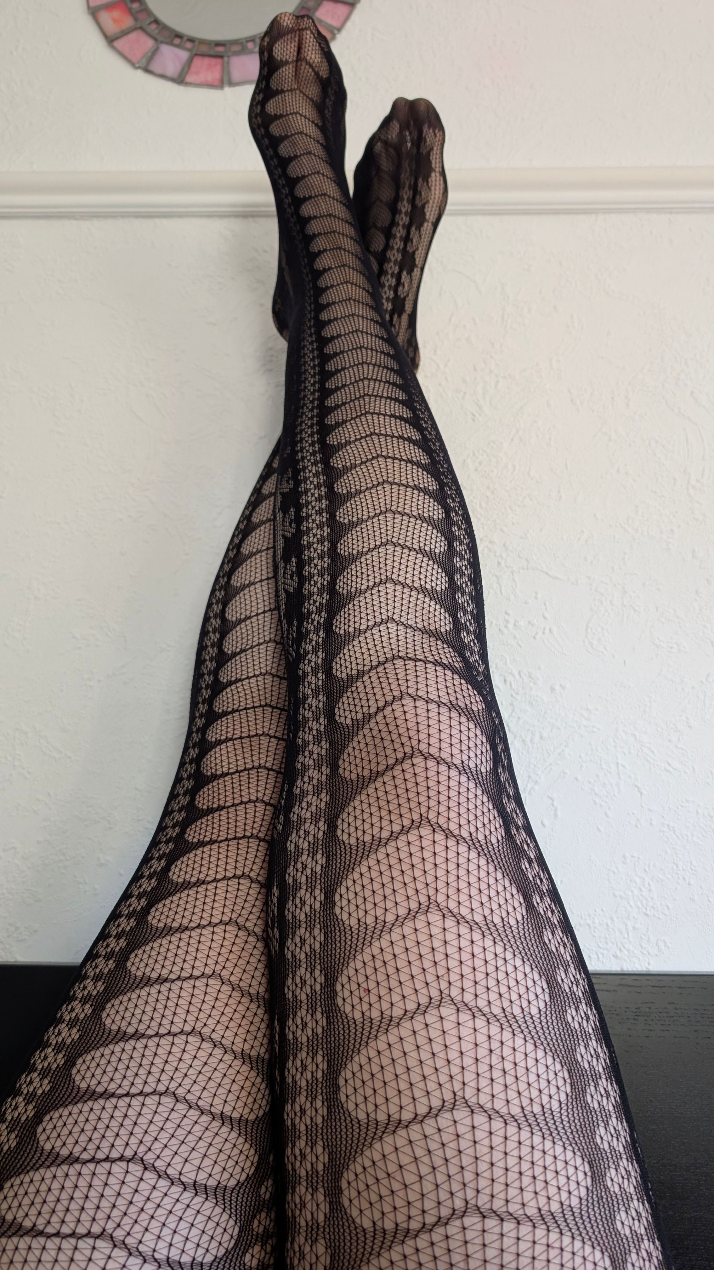 Line of Hearts Net tights Goth Alternative Pantyhose
