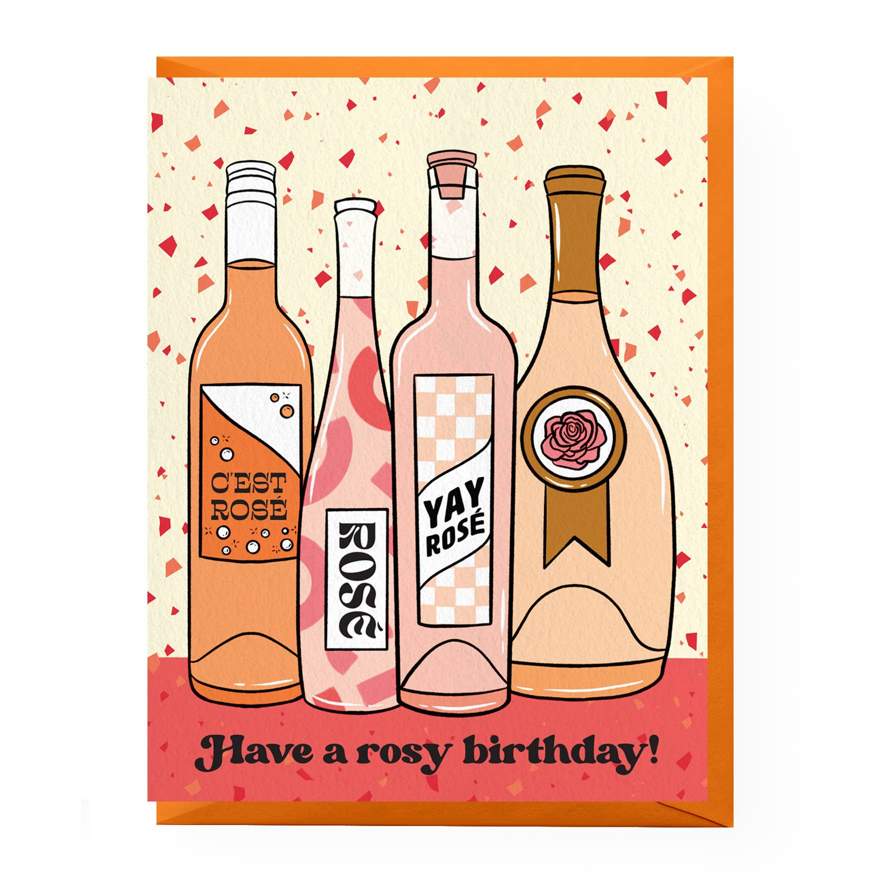 Rosé Wine Birthday Card - rosy birthday