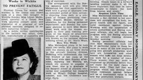 PHYSICAL FITNESS PROGRAM OUTLINED FOR BOEING WOMEN