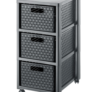 Boxen auf Rollen, in denen Arbeitsmaterialien sortiert und an flexiblen Orten genutzt werden können