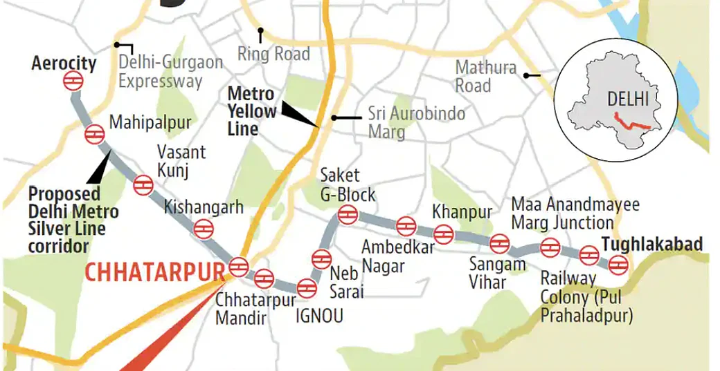 New Silver Line Metro Station in Chattarpur South Delhi