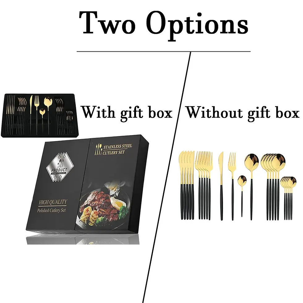 縮圖：Black Handle Golden Cutlery Set Stainless  Set Festival Gift