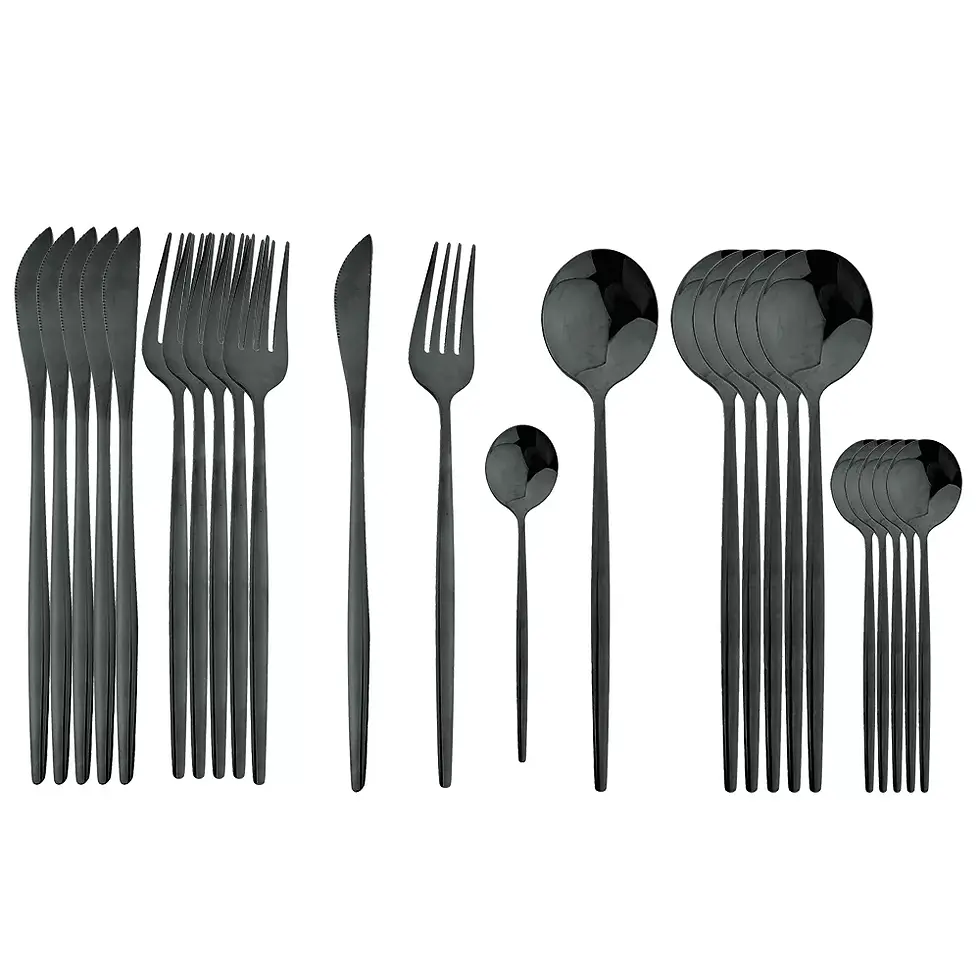 縮圖：Black Handle Golden Cutlery Set Stainless  Set Festival Gift