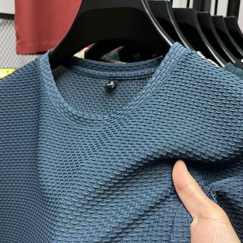 Miniatura: Mesh Ice Silk T-shirt Men's Short sleeved Round Neck New T-sleeved Men's Bottom 