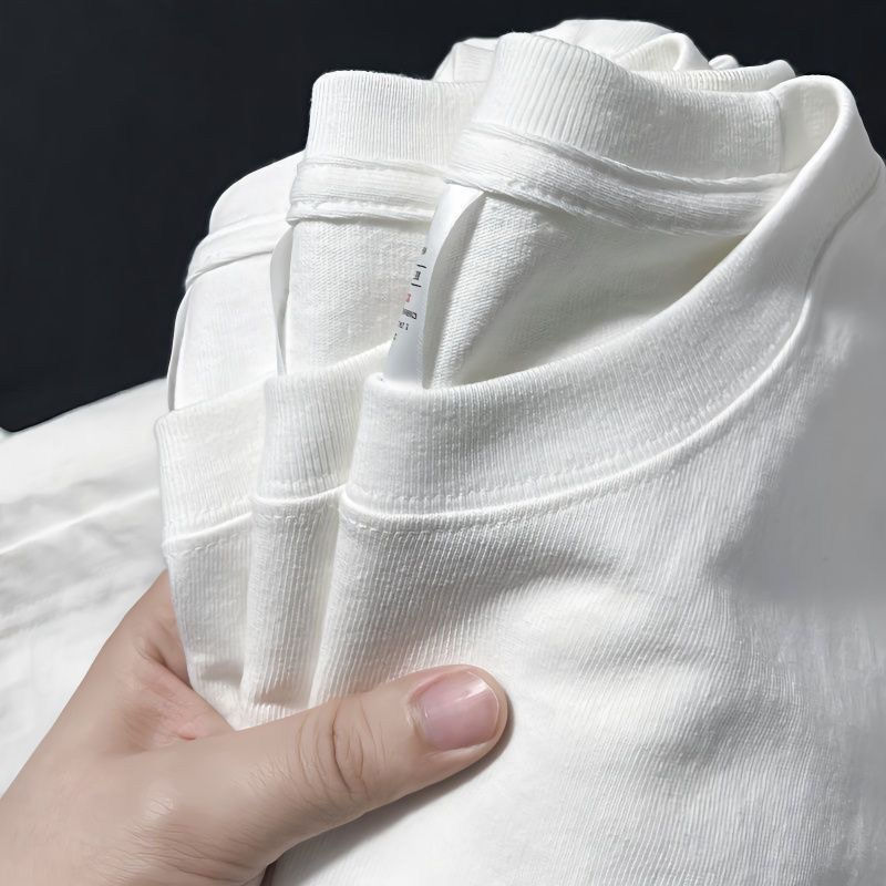 Miniatura: Men T Shirt Summer Cotton Tops Women Solid Color Blank Tshirts O-neck Round Coll