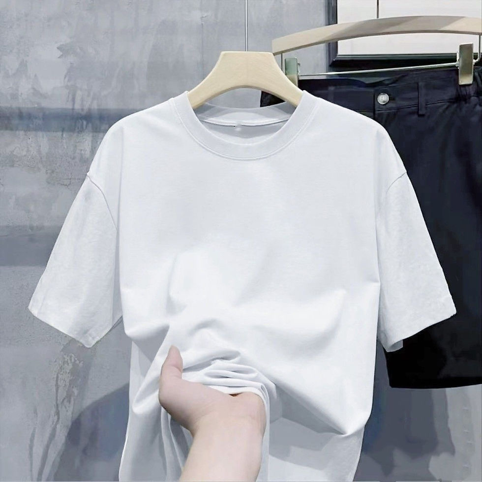 Miniatura: Men T Shirt Summer Cotton Tops Women Solid Color Blank Tshirts O-neck Round Coll