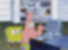 Spongebob and Patrick getting smashing a computer in frustration GIF