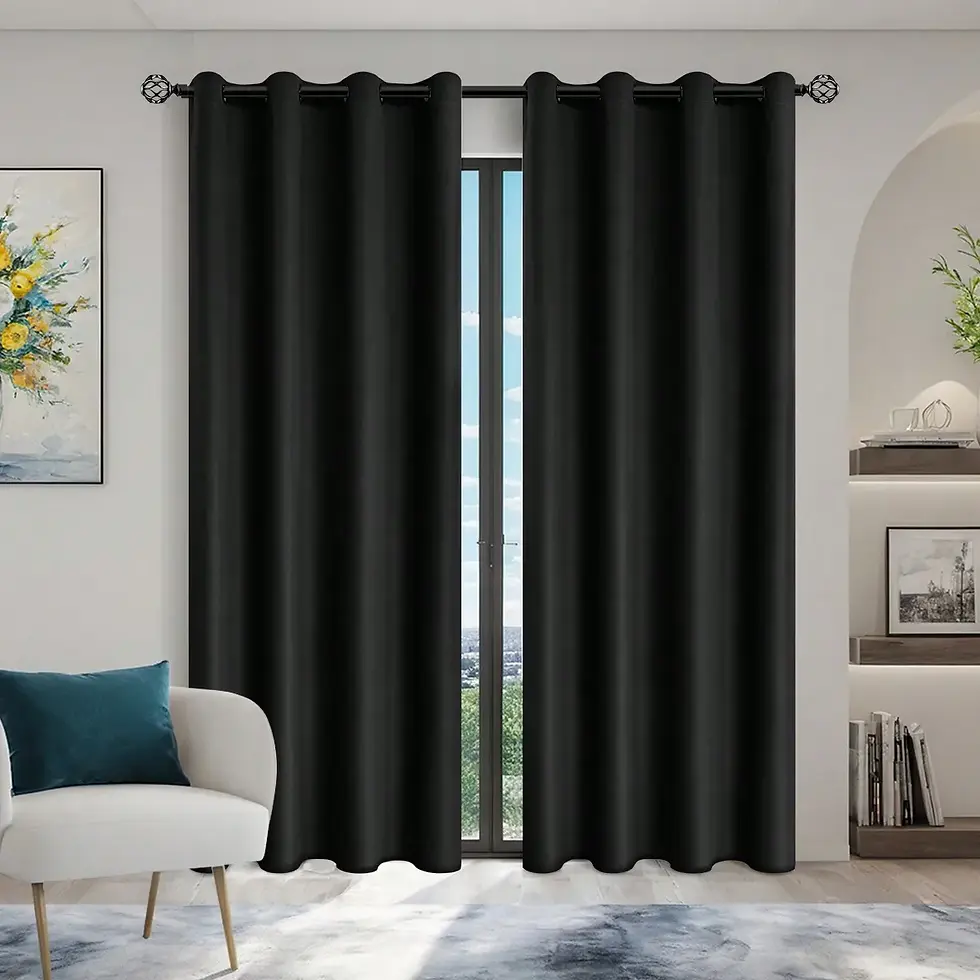 Miniatura: Cortina opaca 100% sólida com ilhós, 1 peça, para total privacidade no quarto