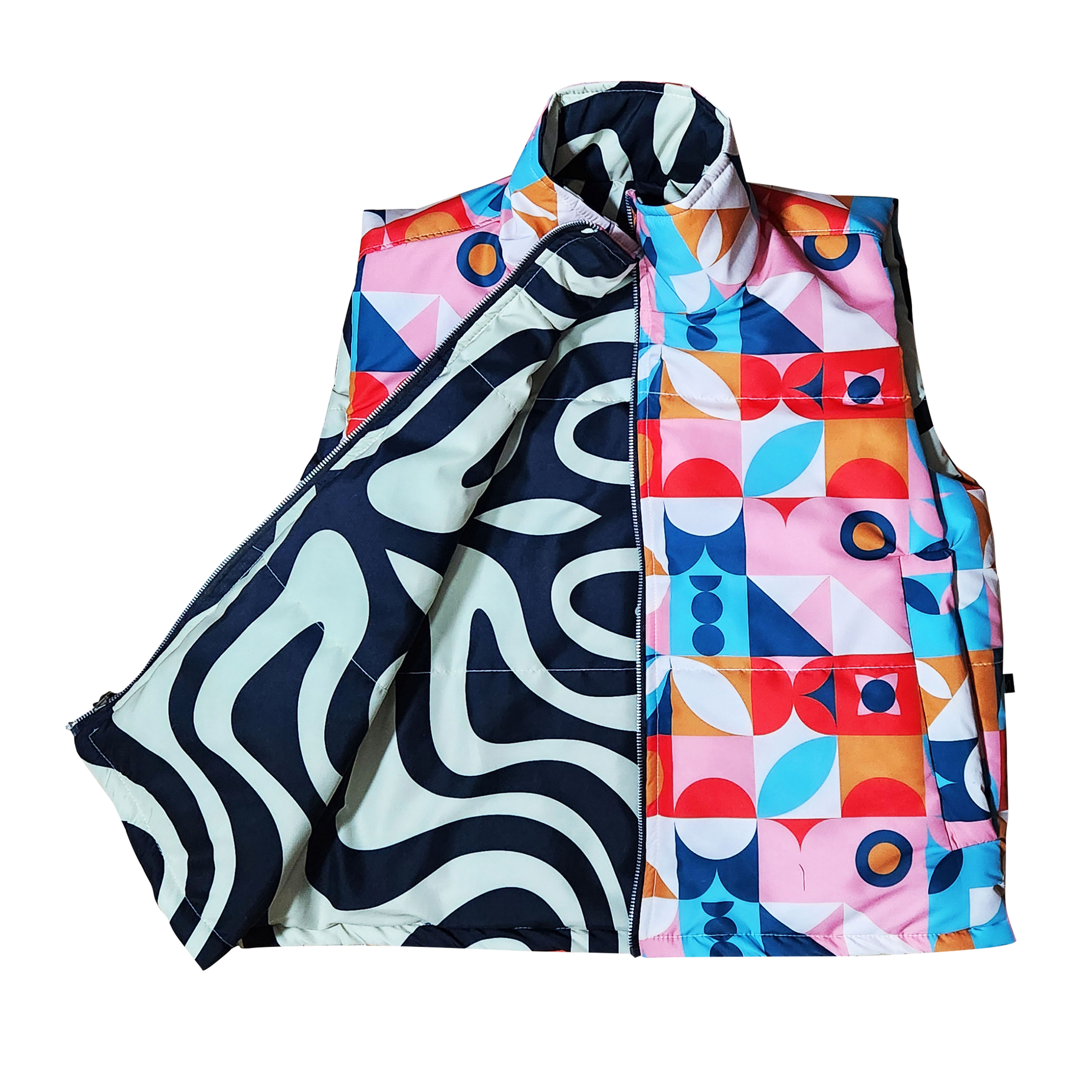 Chaleco Puffer Geometric/WavyCream