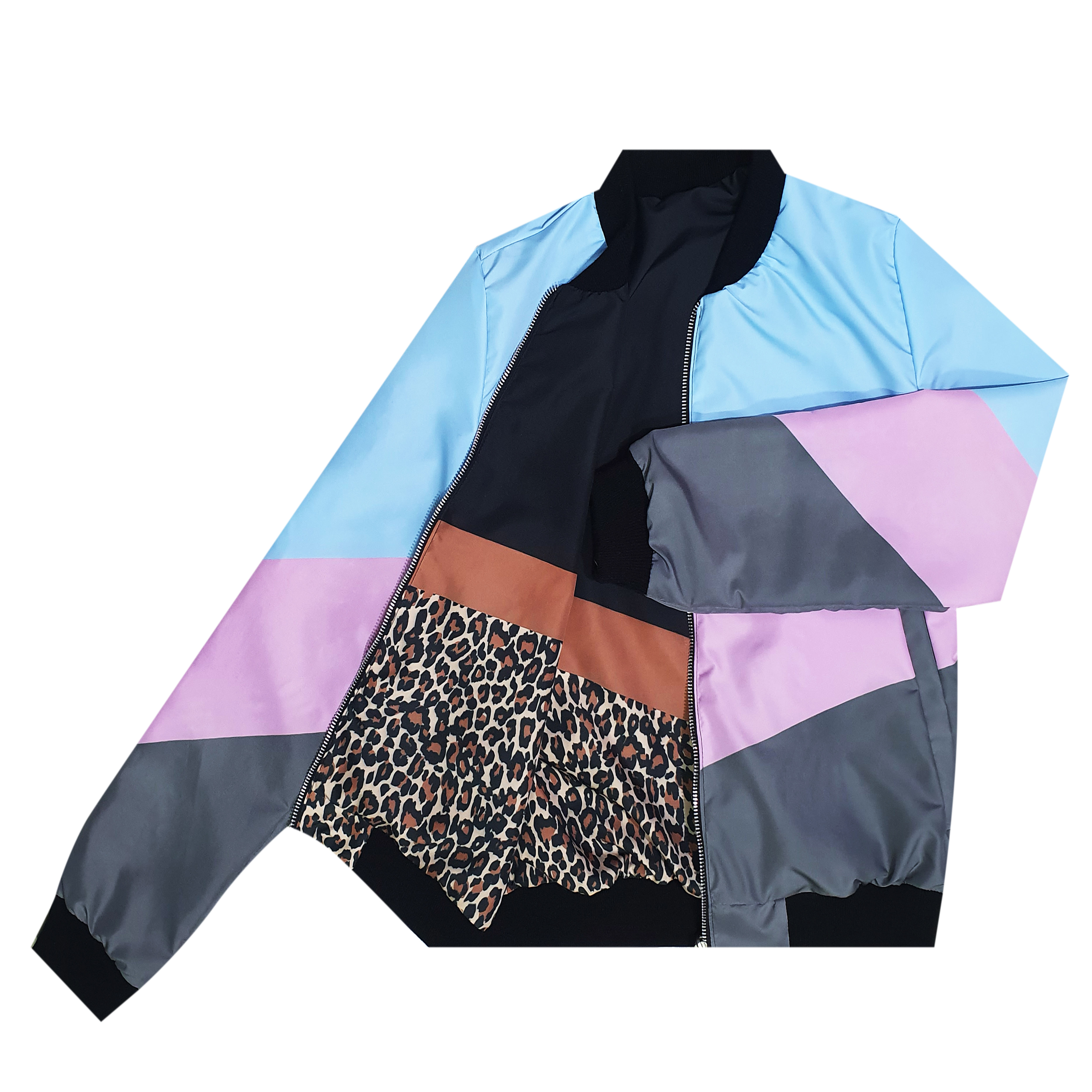 Bomber Mujer VintageAzul/LineDarkPrint