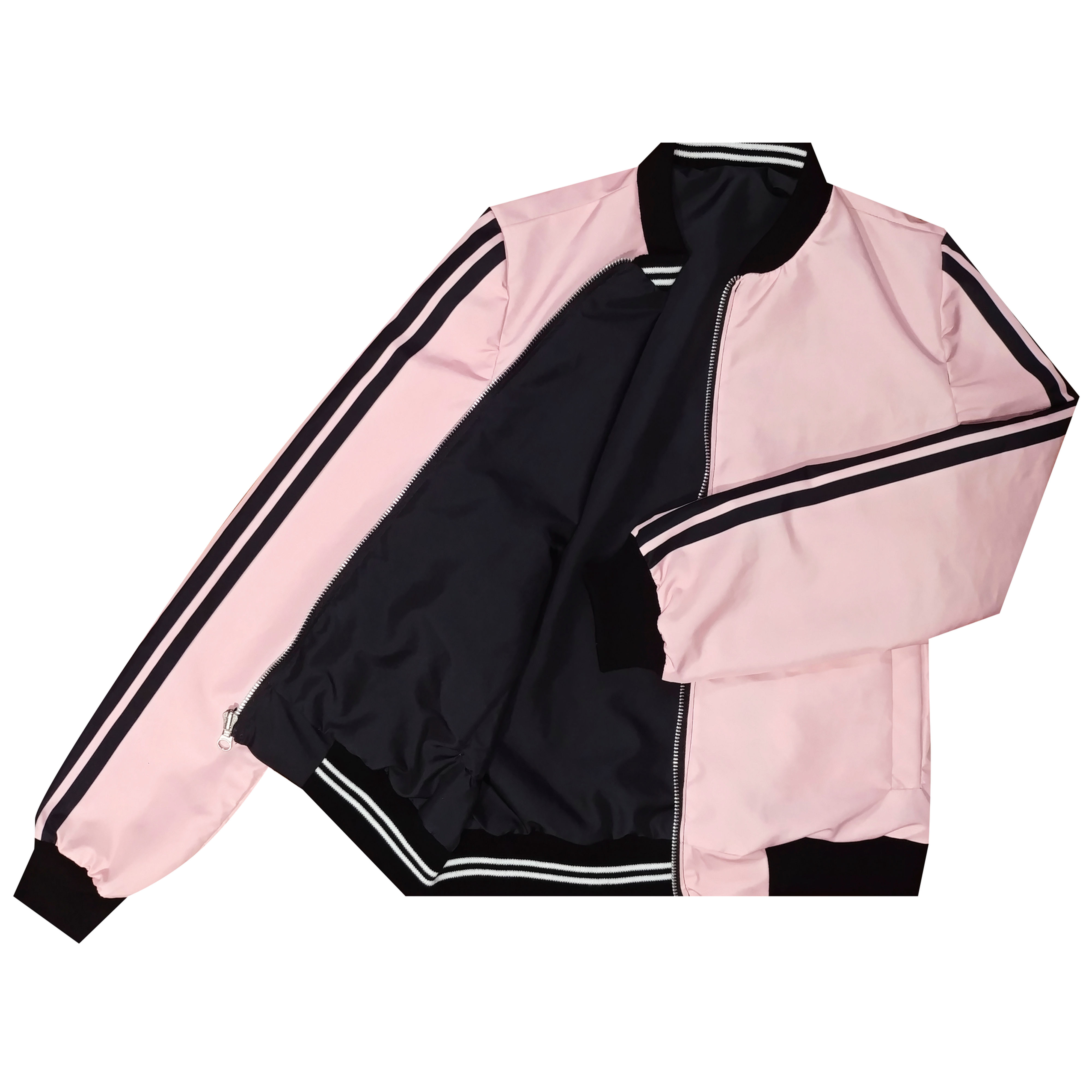 Bomber Mujer RosaLineas/NegraLineas