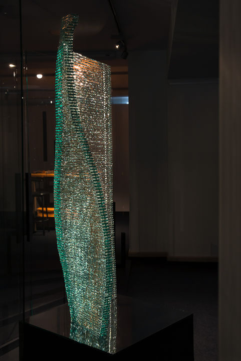 Canvas, monumental, monumental glass sculpture, monumental glass, monumental sculpture, monumental art, monumental glass art, layered glass, layered glass sculpture, stacked glass, stacked glass sculpture