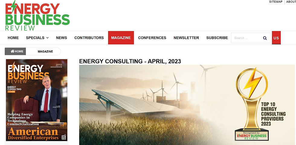 EBR Magazine Tab featuring April Energy Consulting Issue at top of the page