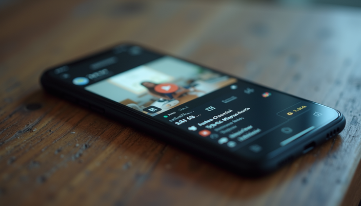 High angle view of a smartphone displaying a short video with high engagement metrics