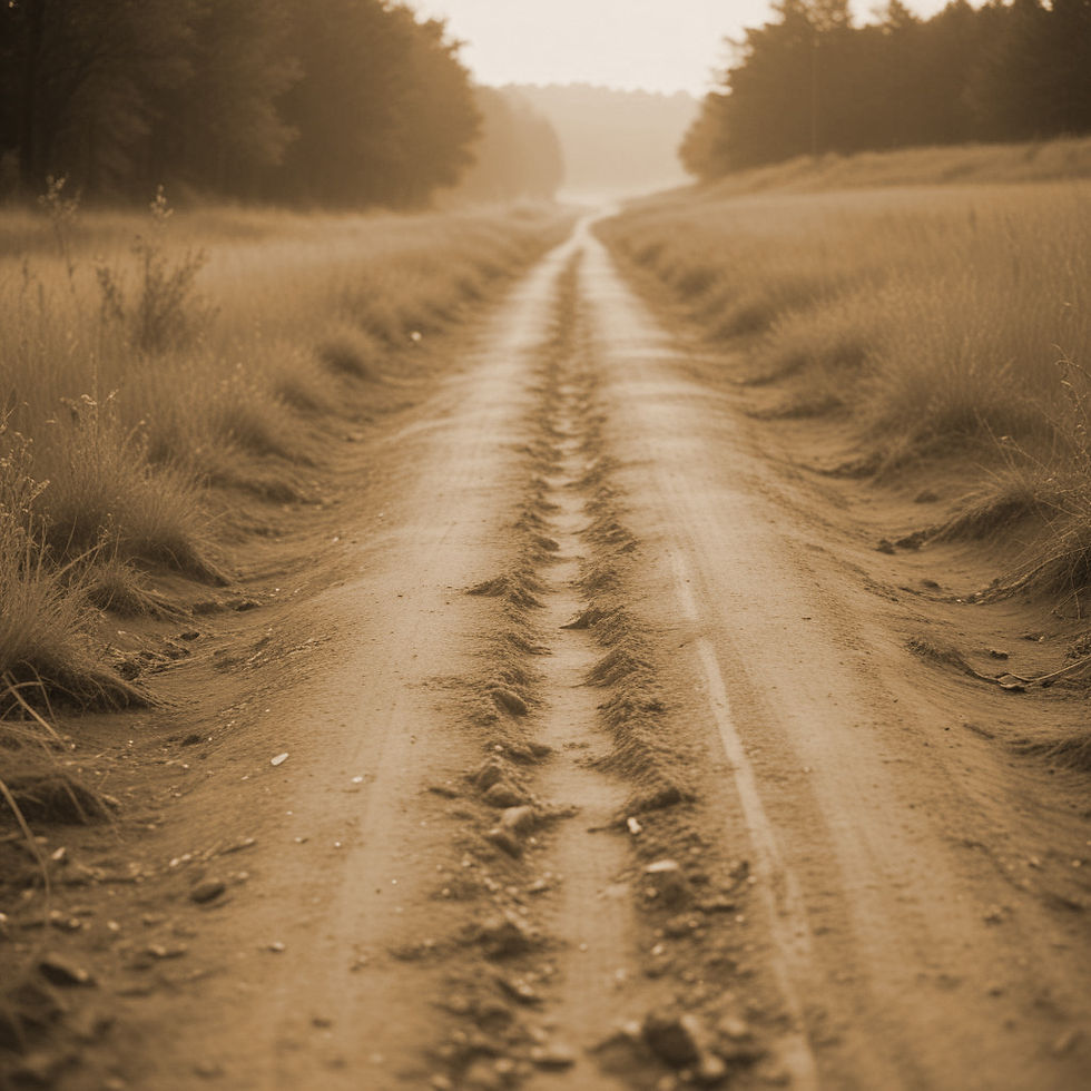 Picture of an old, dirt road in sepia tones