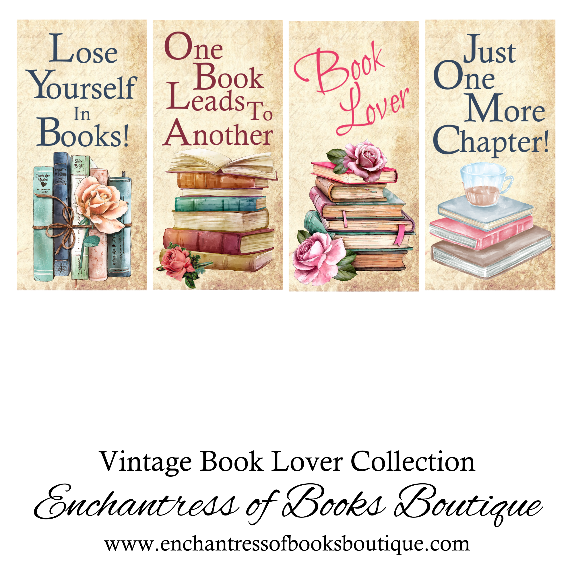 Bookish Magnetic Bookmark Set - Vintage Book Lover Collection