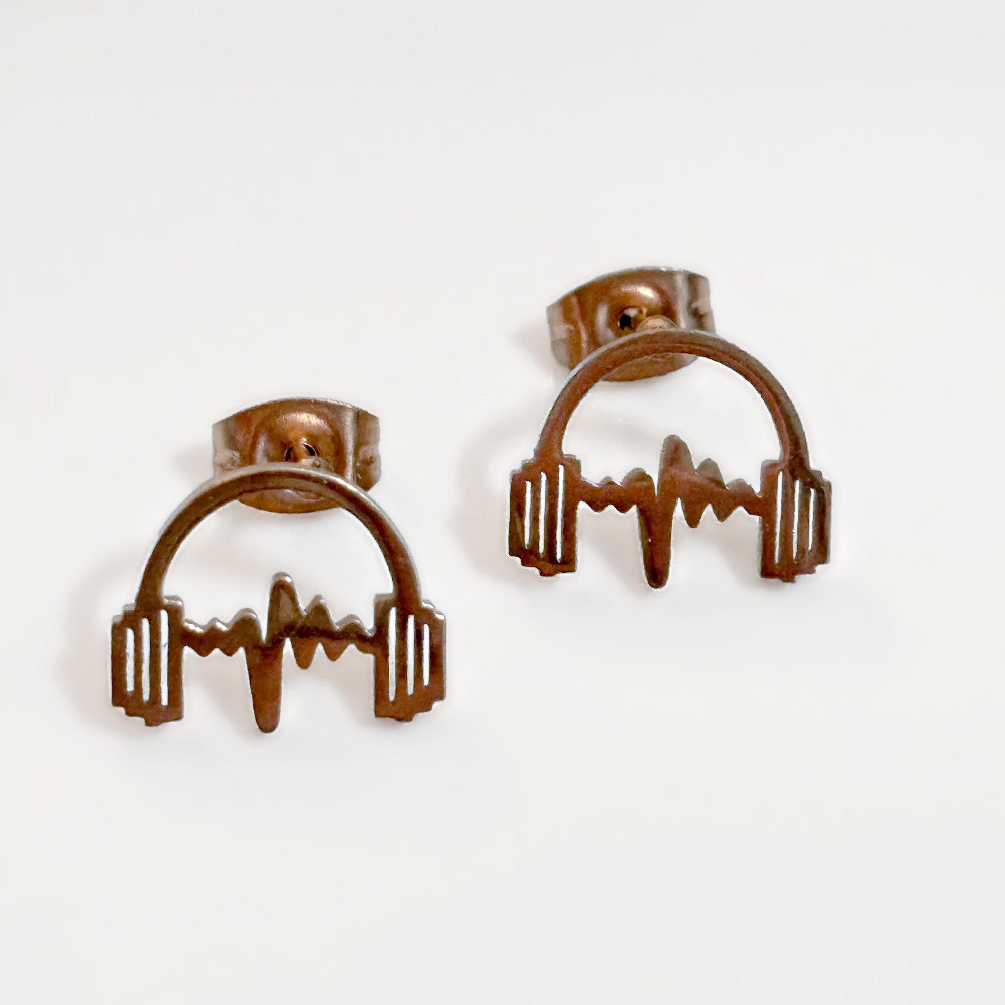 Audiobook Lover Earrings - Headphones With Audio Wave