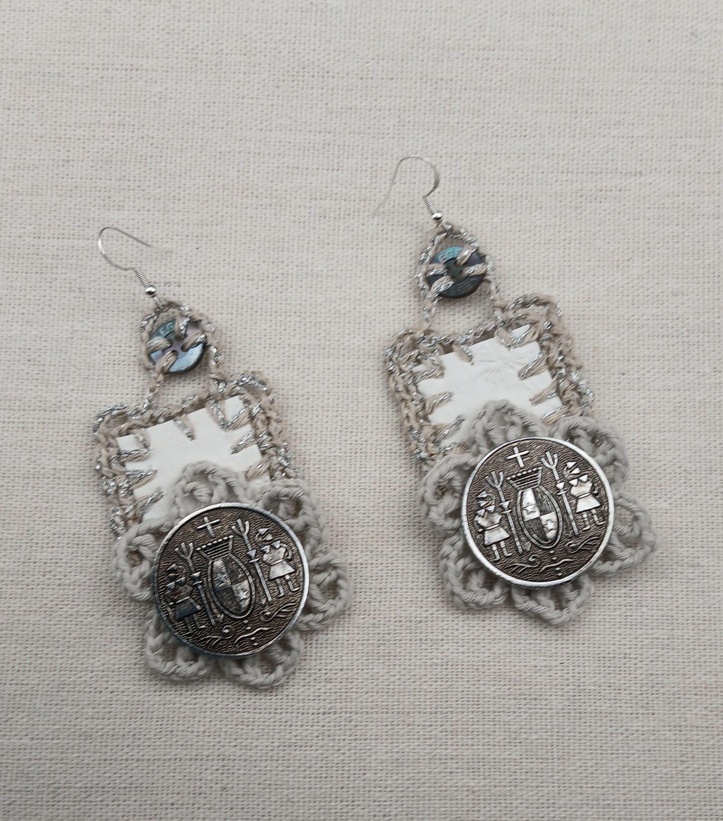 One-of-a-Kind Vintage Buttons & Crochet Earrings