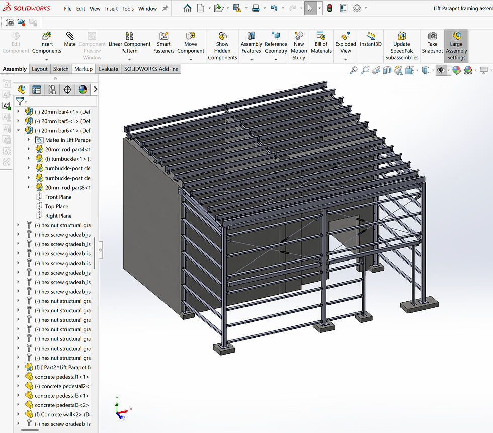 Steel parapet frame