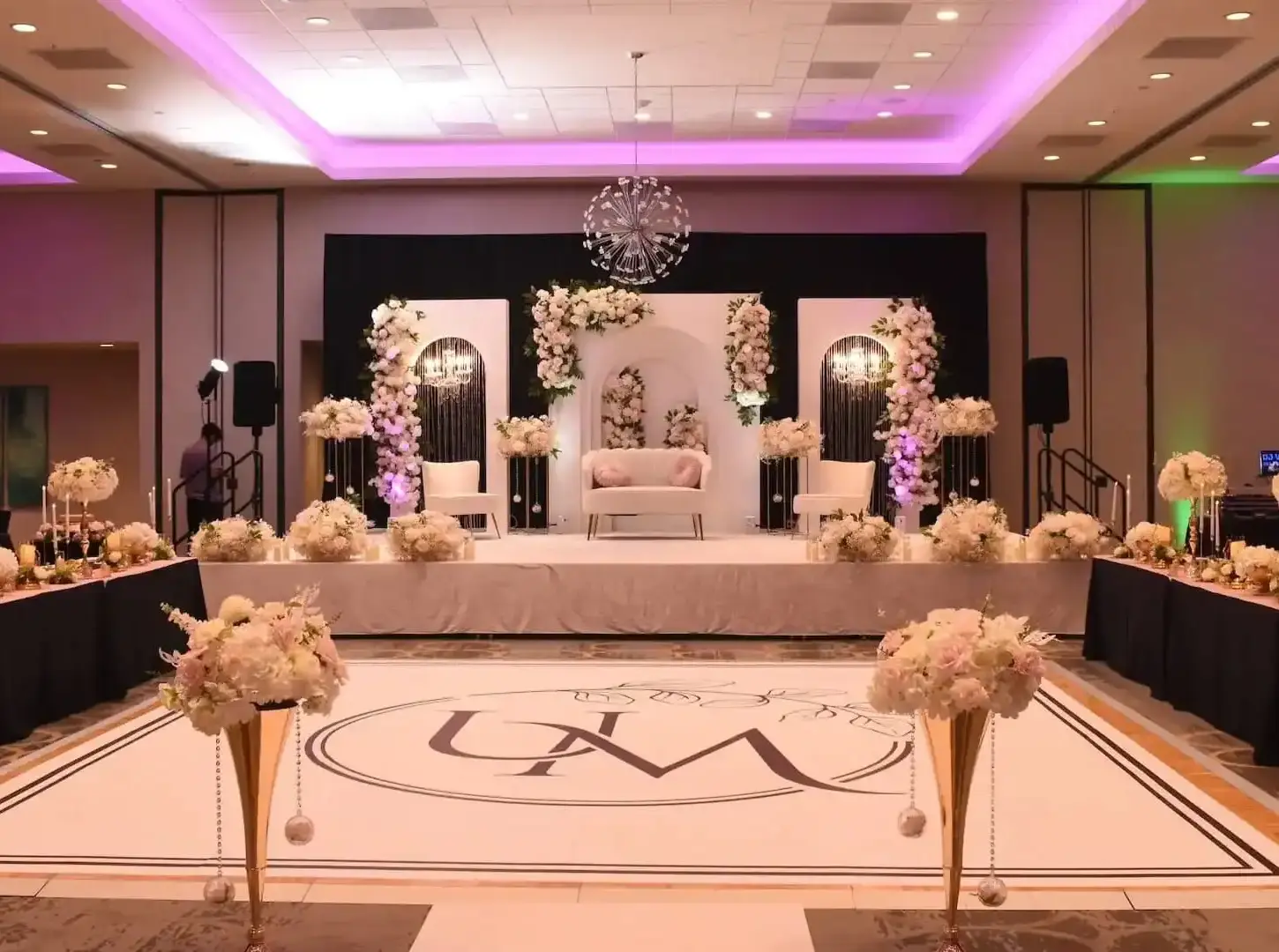 Luxury wedding reception decor by 7Elements at Marriott Carrollton Dallas-Fort Worth