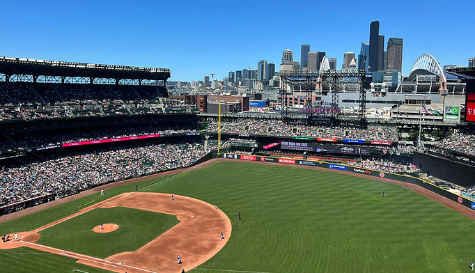 Wide view of the field in T-Mobile Park