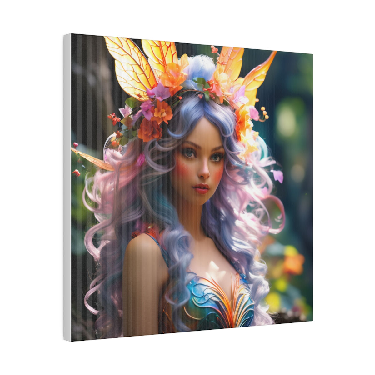 Enchanted Colorful Garden Fairy-Nyssa Matte Canvas Print