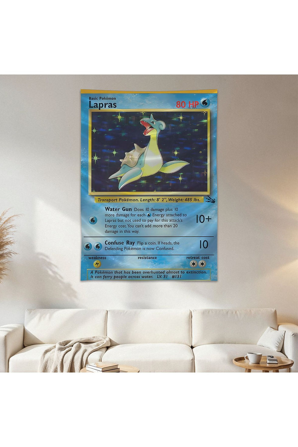 Lapras Pokemon Kartı Duvar Örtüsü Duvar Halısı Birinci Kalite Saten Kumaş Poste