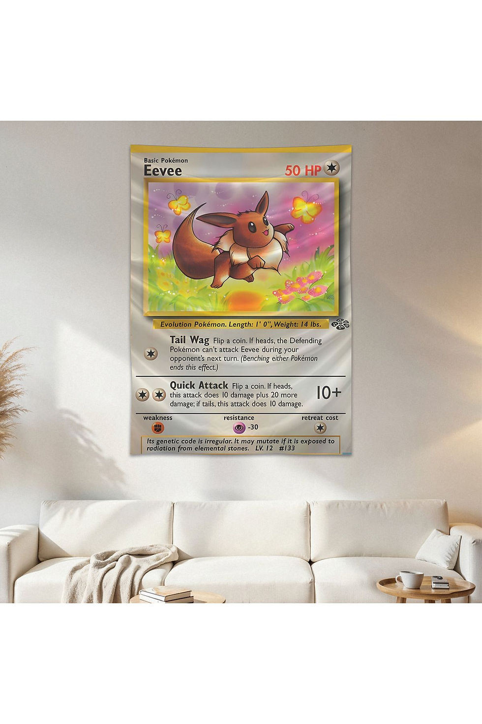 Eevee Pokemon Kartı Duvar Örtüsü Duvar Halısı Birinci Kalite Saten Kumaş Poster