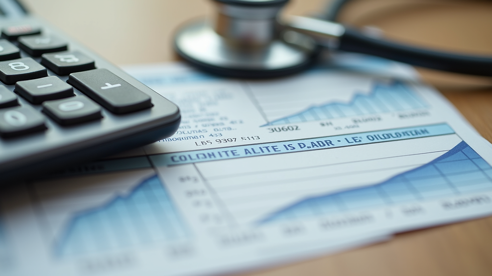 Close-up view of a calculator and health insurance card on a table
