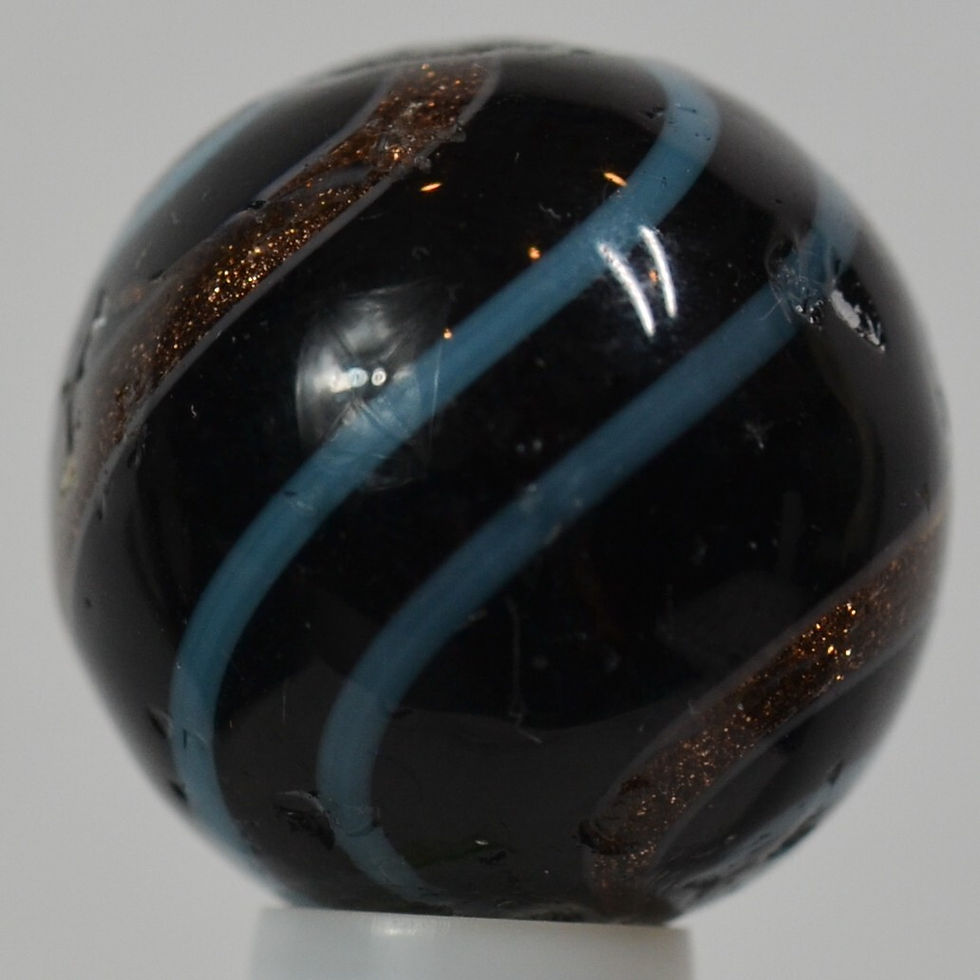 Thumbnail: Handmade Blue Banded Lutz Marble, Black Base Glass, 11/16 in, Polished, S1315