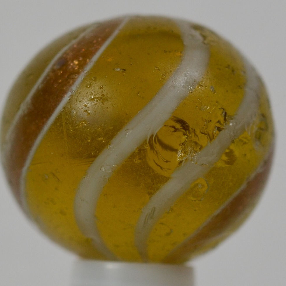 Thumbnail: Handmade Banded Lutz Marble, Amber Base Glass, 11/16 in, Good+, Germany, S1246
