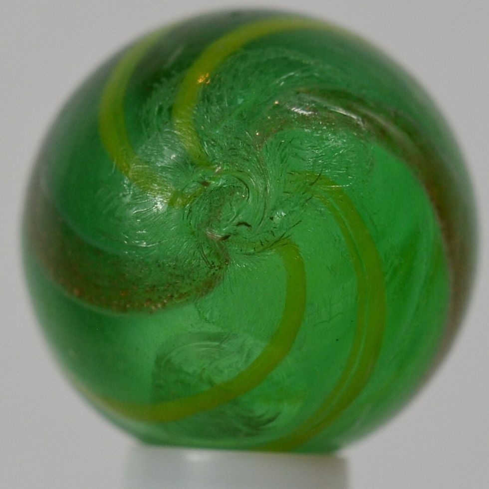 Thumbnail: Handmade Banded Lutz Marble, Mint Green Glass, 5/8 in, Near Mint, Chip, S1285